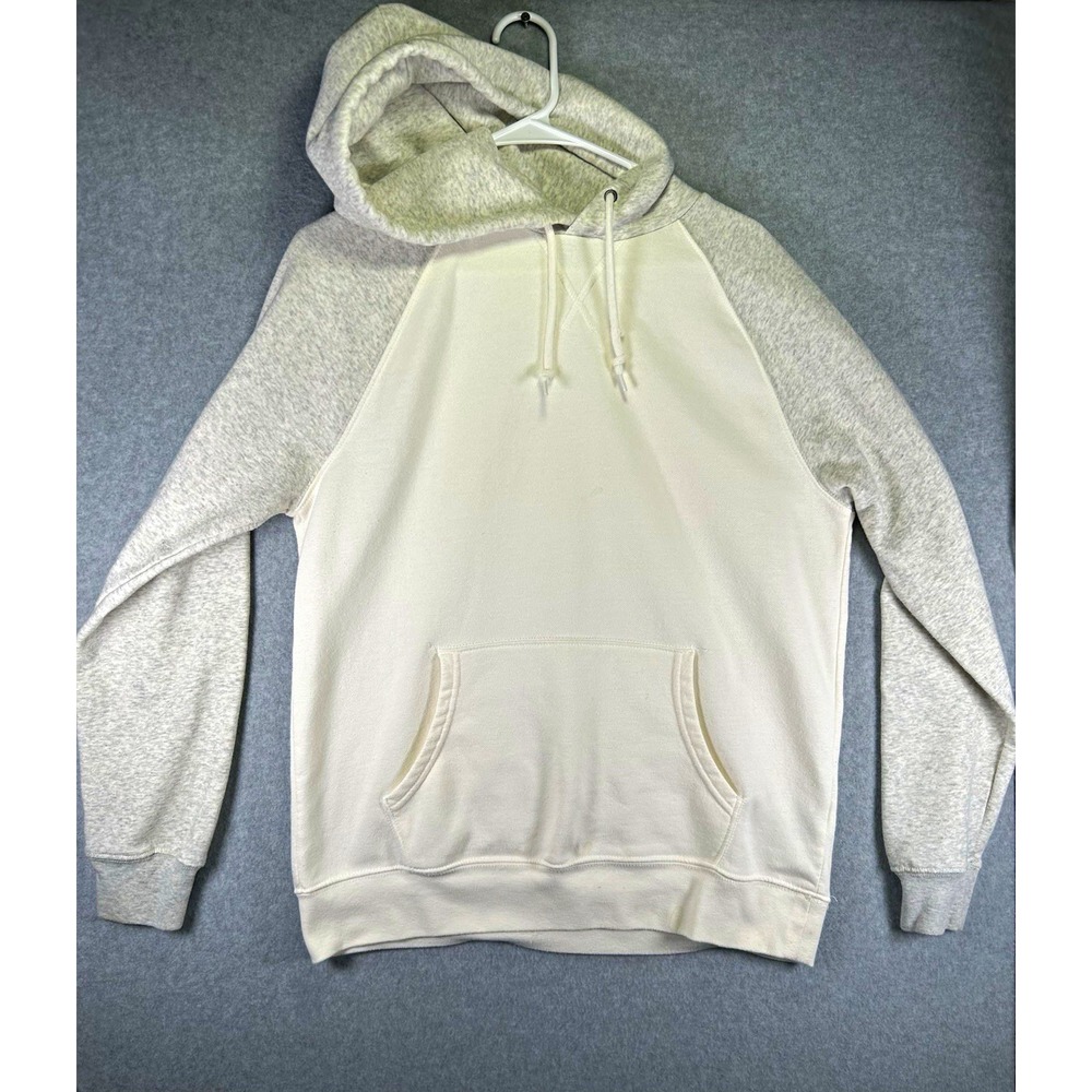 Stain*Old Navy Colorblock Pullover Hood Men M White/Gray Fleece Kangaroo Pocket